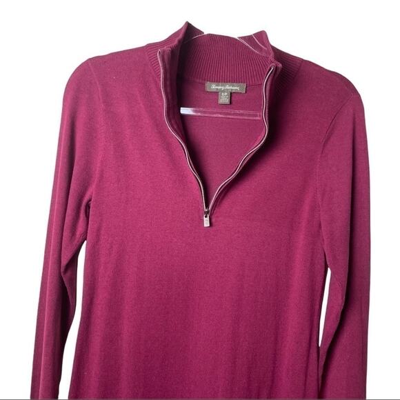 Tommy Bahama Women’s Burgundy Quarter Zip High Neck Merlot Sweater Dress SizeS/P - Picture 6 of 8